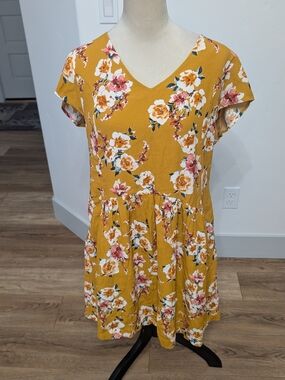 Garnet Hill Mustard Floral Dress